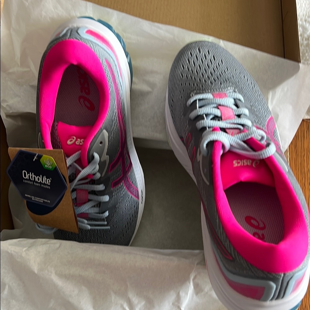 ASICS Women's Gray and Pink Running Shoes